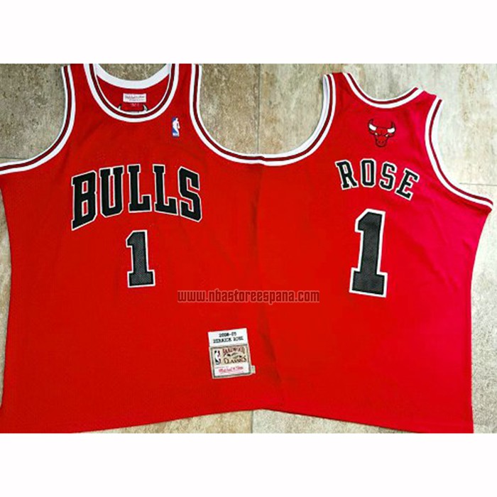 Camiseta Chicago Bulls Derrick Rose NO 1 Hardwood Classics Throwback 2008-09 Rojo